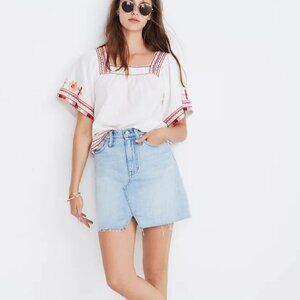 Madewell Rigid Denim jean A-Line Mini Skirt Cutout  size 24
